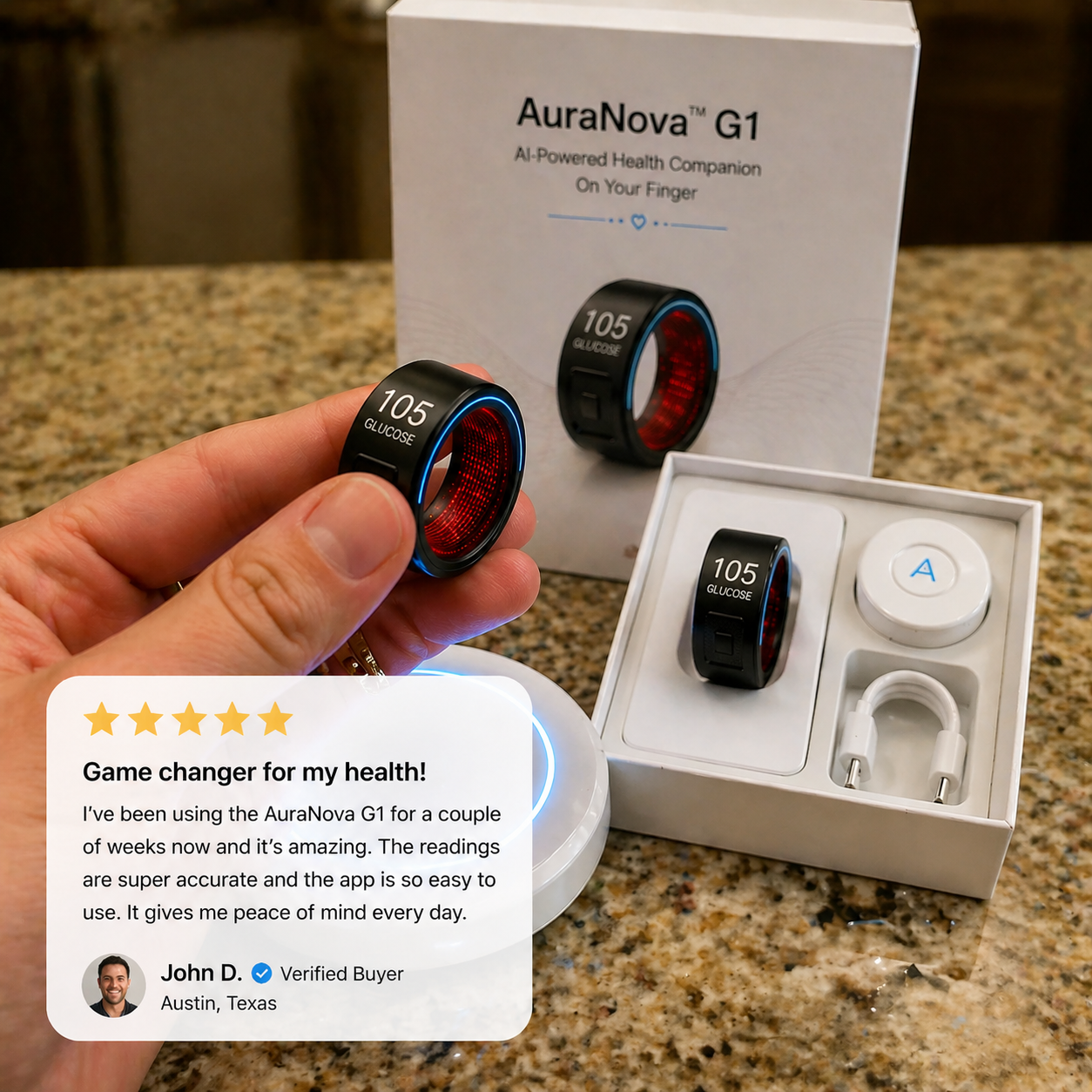 🎉75% OFF Launch Deal🔥AuraNova™ G1 Non-Invasive Smart Ring