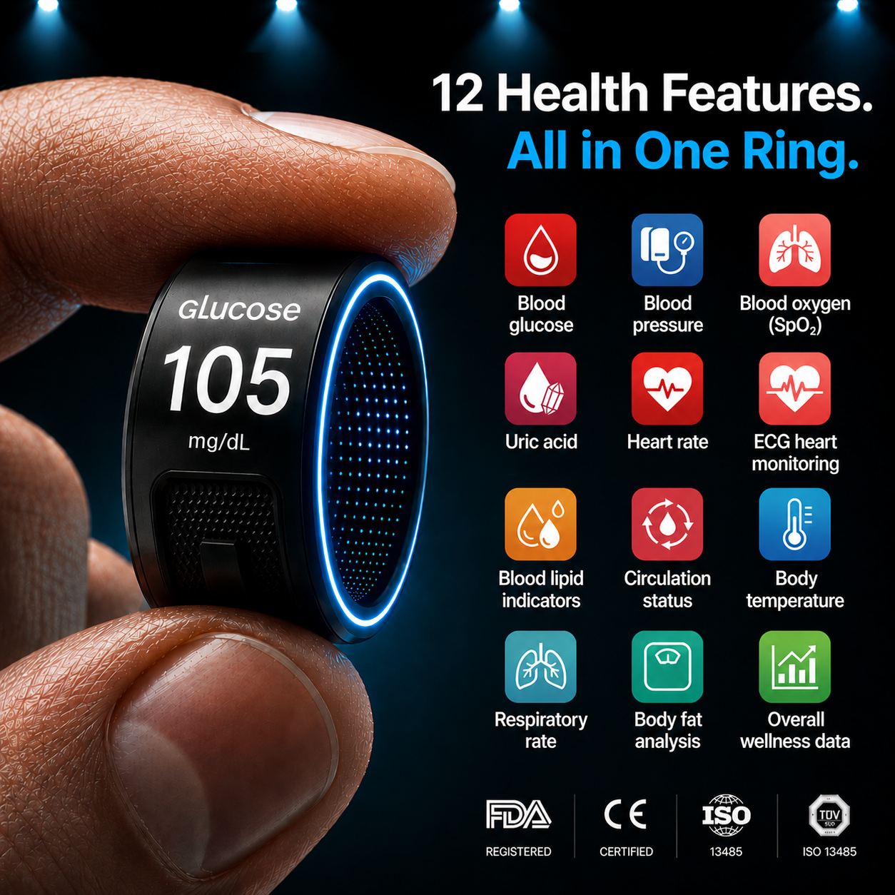 🎉75% OFF Launch Deal🔥AuraNova™ G1 Non-Invasive Smart Ring