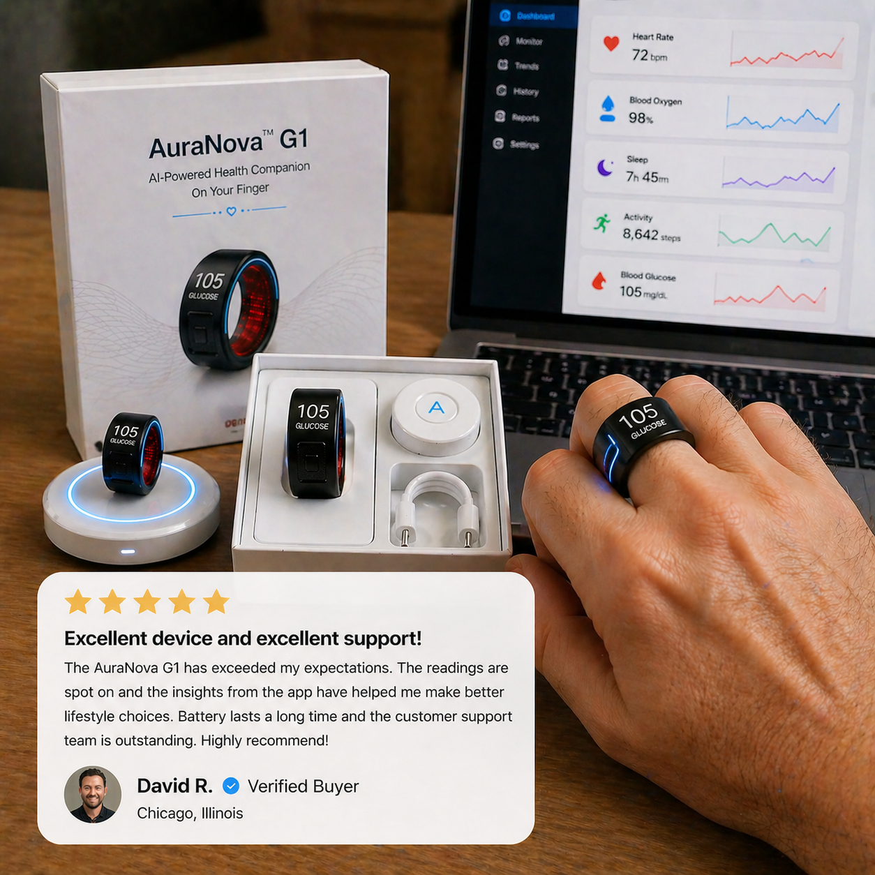 🎉75% OFF Launch Deal🔥AuraNova™ G1 Non-Invasive Smart Ring