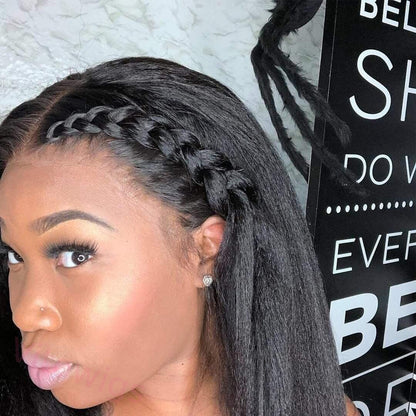 Kinky straight 200% density glueless brazilian black wigs