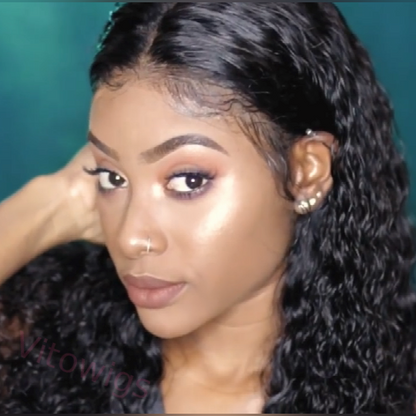 Brazilian Natural Black Water Wave Long Curly Wig
