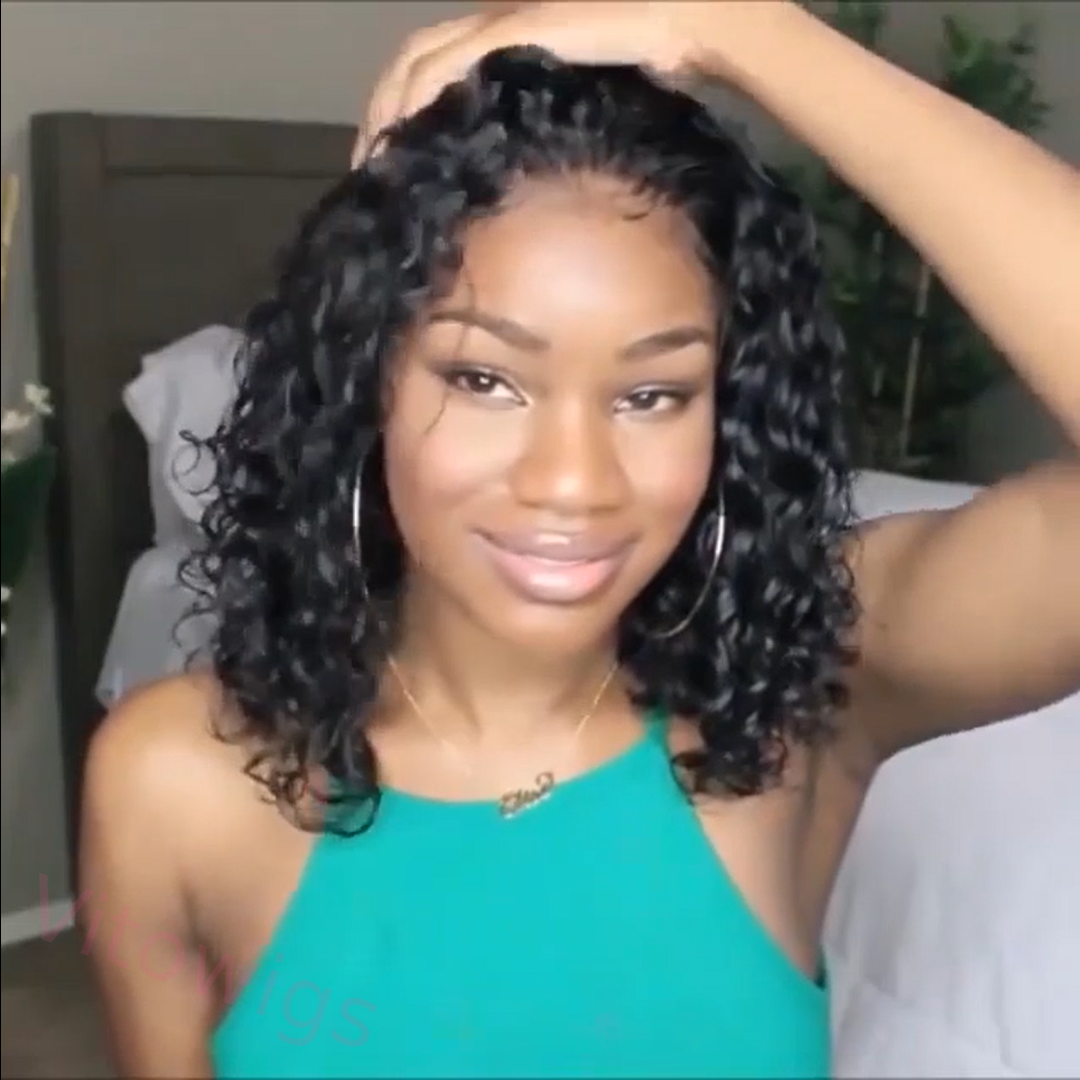 Short Hair Afro Kinky Curly Wigs With Bangs For Black Women