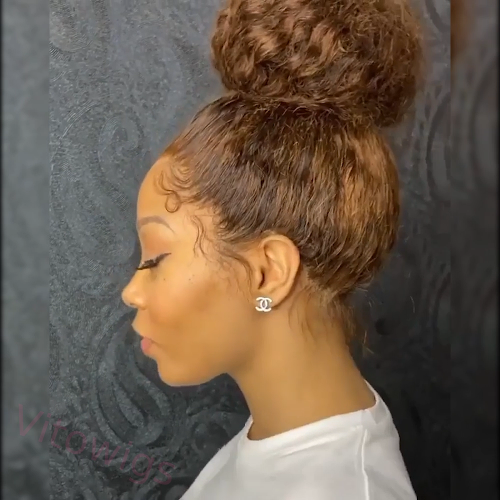 Brown Brazilian Water Wave Long Curly Wigs